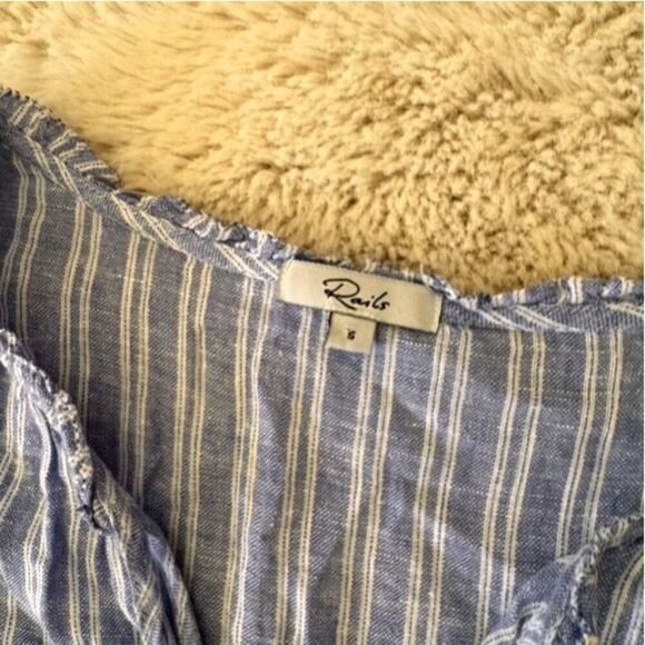 Rails Everly Ludlow Stripe Linen Blend Long Sleeve Dress Blue Size S - Picture 6 of 12